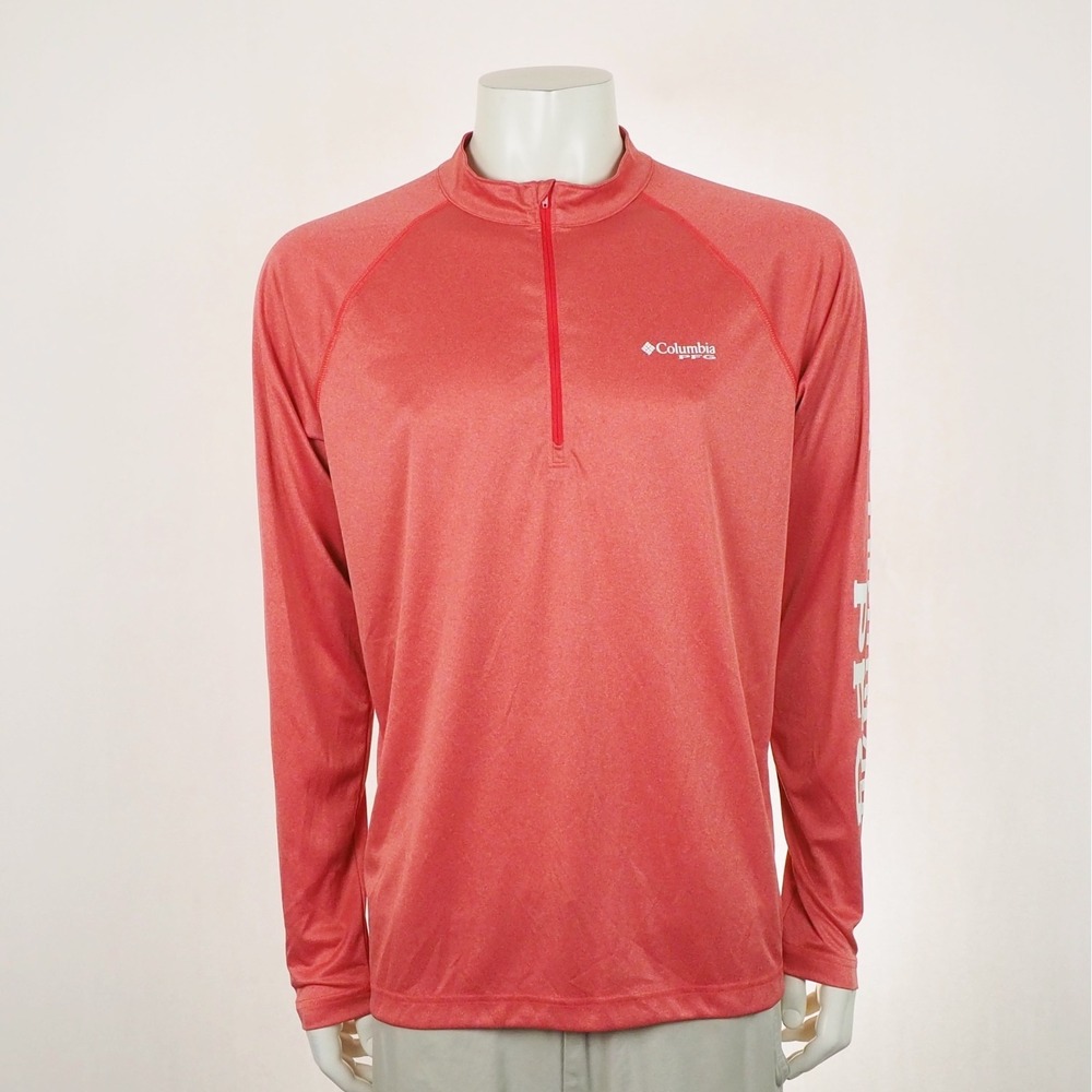 Columbia PFG Terminal Tackle Fishing Gear Pullover Shirt Mens Large Heather Red